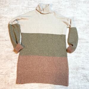 Rachel Roy Women’s Large Turtleneck Long Sleeve Sweater Dress Colorblock Stretch